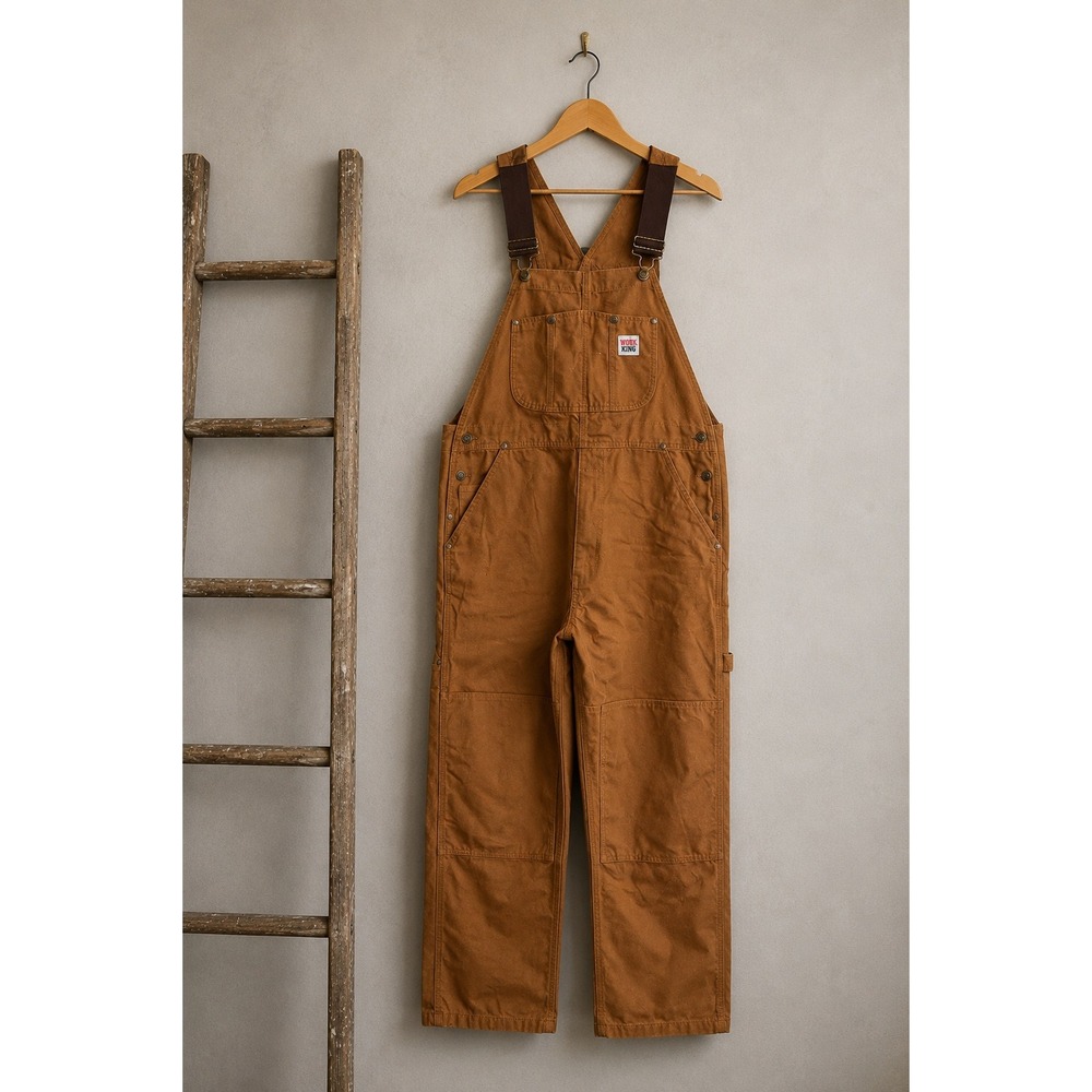 Vintage Work King Duck Canvas Bib Overalls Carpenter Workwear Brown NWT Mens